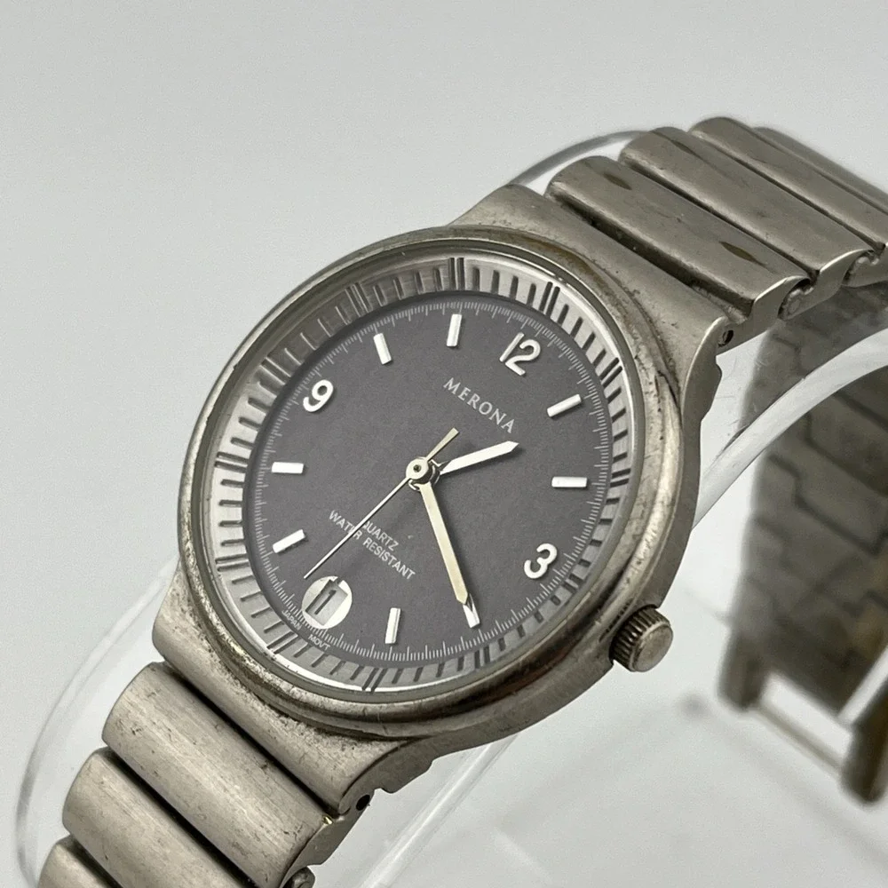 Merona‎ Watch Men 31mm Silver Case 7.25